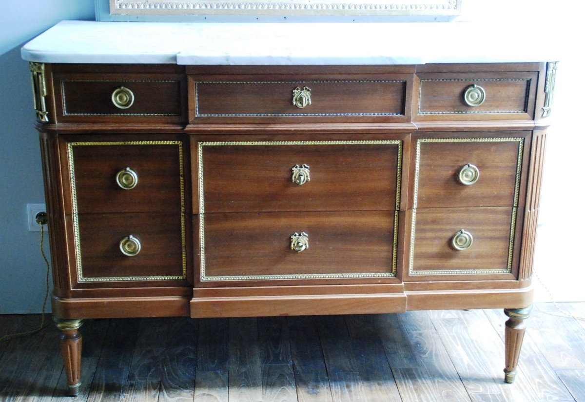 Louis XVI Style Chest Of Drawers - Faubourg St Antoine In Paris-photo-2