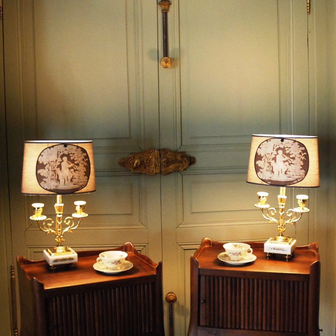 Pair Of Louis XVI Style Two-light Candlesticks Mounted As Lamps.-photo-2