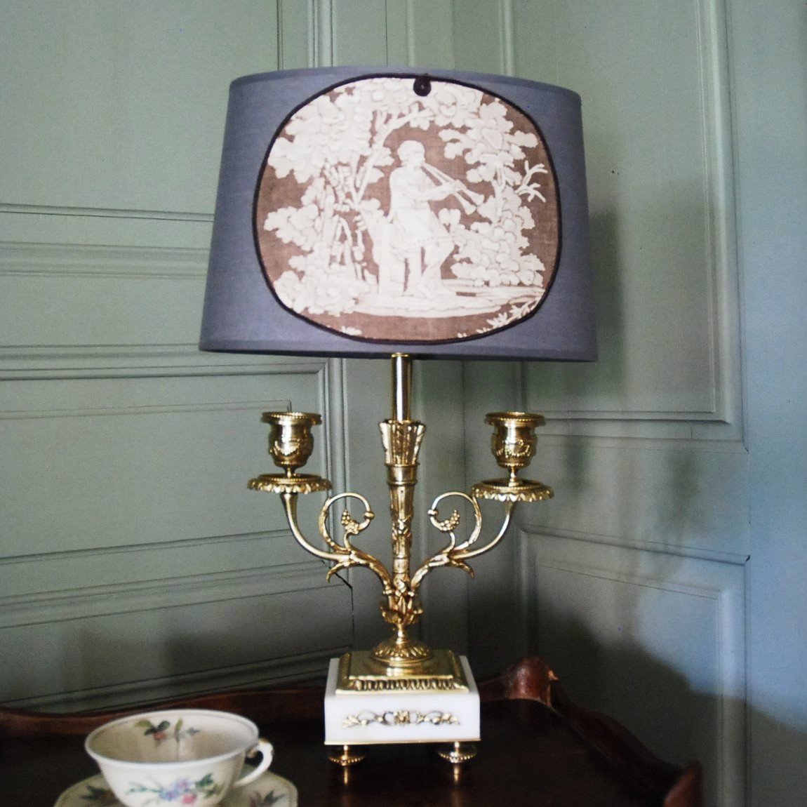 Pair Of Louis XVI Style Two-light Candlesticks Mounted As Lamps.-photo-3