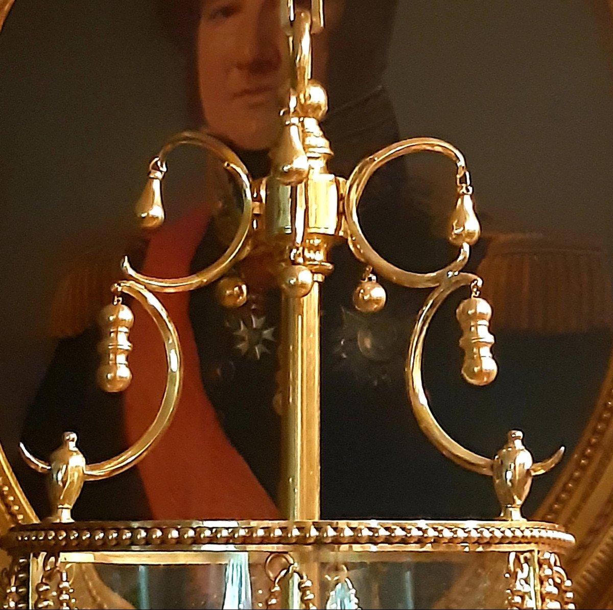 Circular Lantern In Polished Bronze And Brass, Louis XVI Style-photo-3