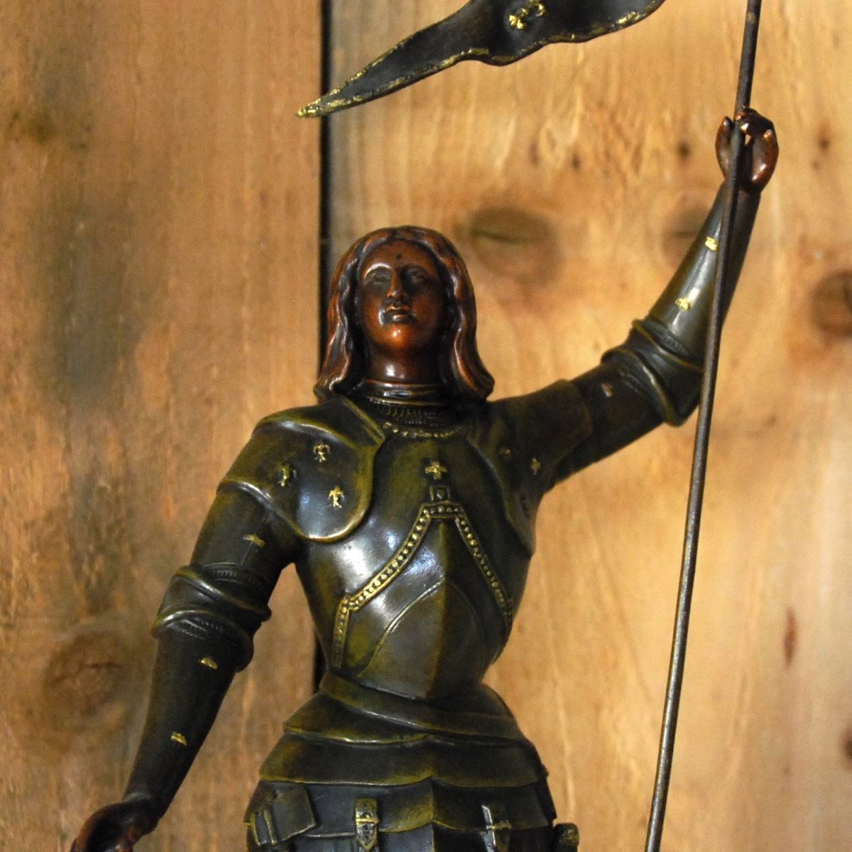 Statuette de Jeanne d'Arc en régule imitant le bronze-photo-3