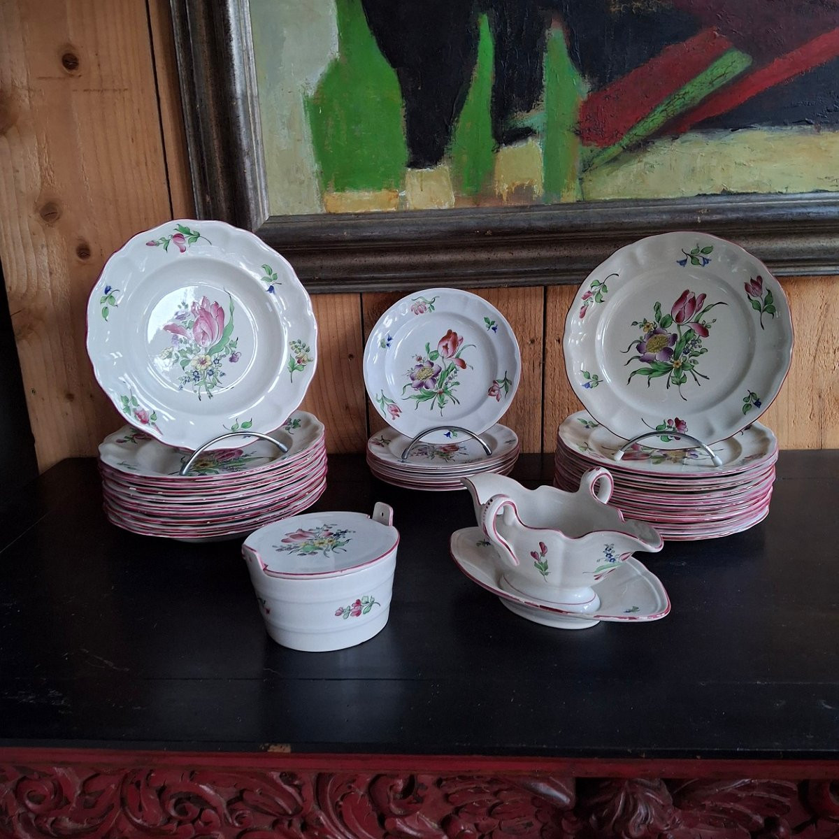   Fine Earthenware Dinner Service From K&g. Luneville - China - Reverbère -photo-3