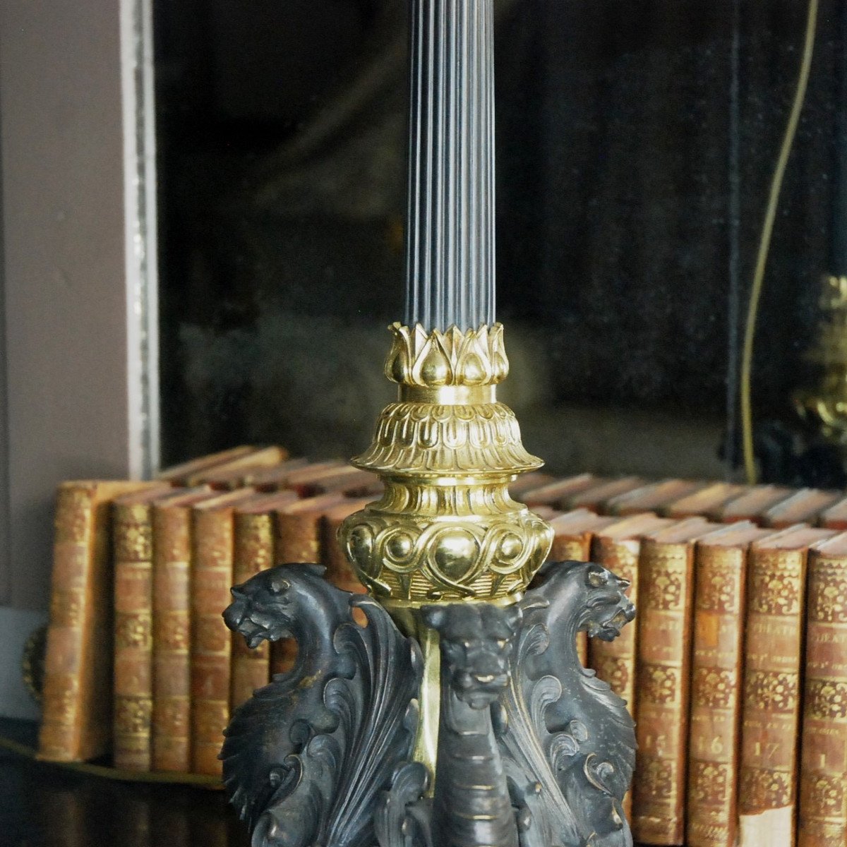 Large Bronze Lamp Base - Late 19th Century-photo-3