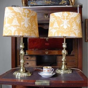 Pair Of Regency Style Candlesticks Mounted As Lamps