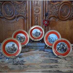 Five Dessert Plates In Fine English Earthenware