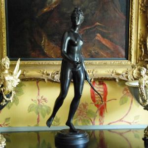 Diana The Huntress In Bronze After Houdon 