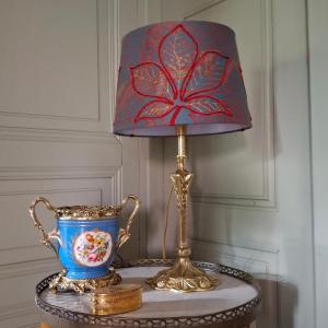 Art Nouveau Bronze Lamp With Chestnut Tree Decorations 2/2