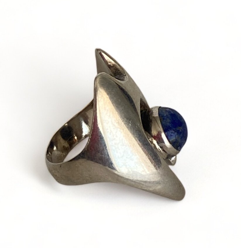 Georg Jensen Bague Sertie d'Un Lapis-lazuli-photo-3