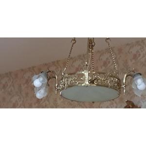 Lustre Bronze Et Grande Coupe