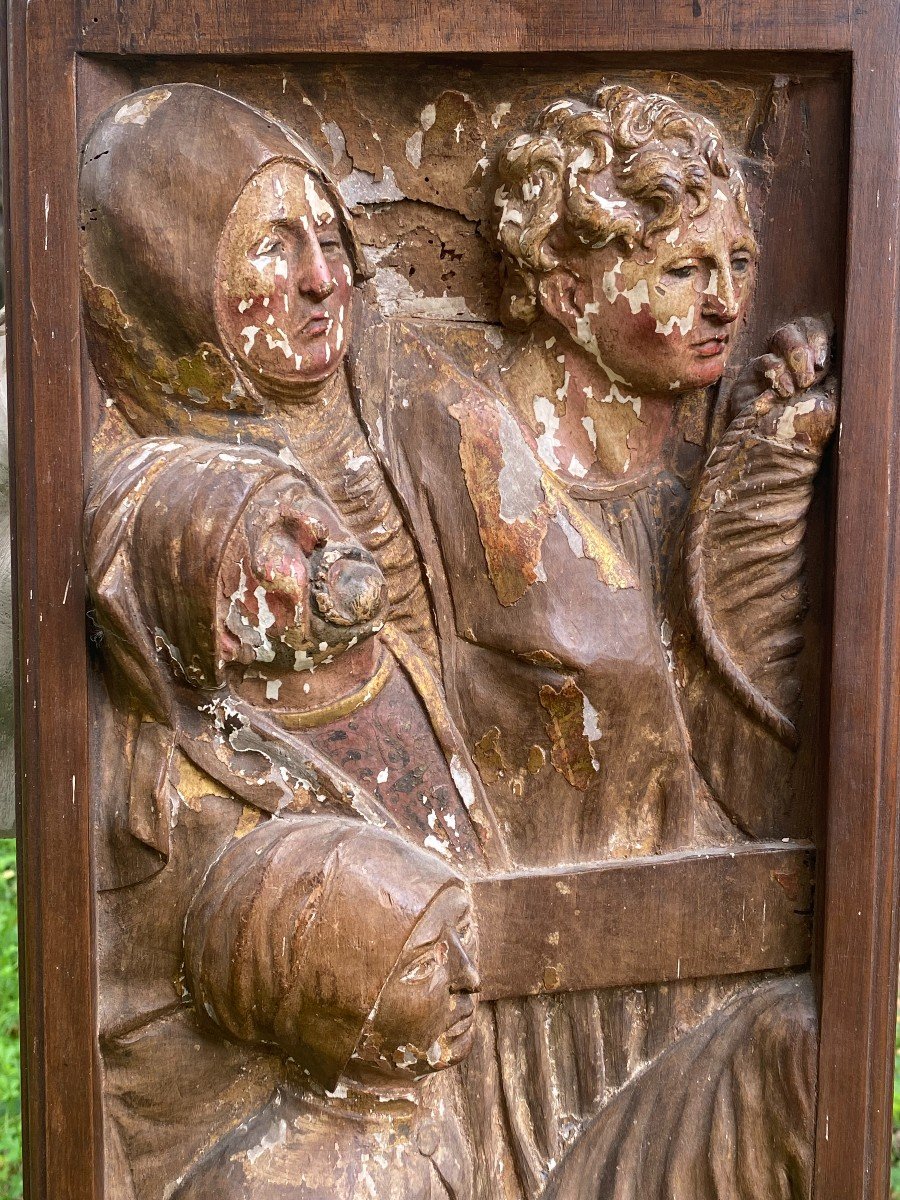 Altarpiece Panel, Wooden Sculpture. XVI Th Century-photo-2