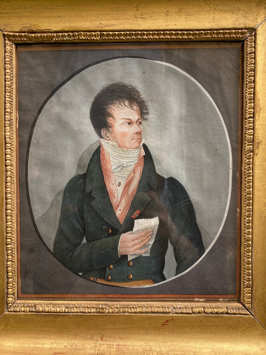 Homme à La Boucle d'Oreille Décoré De La Légion d'Honneur Vers 1815/1820-photo-4