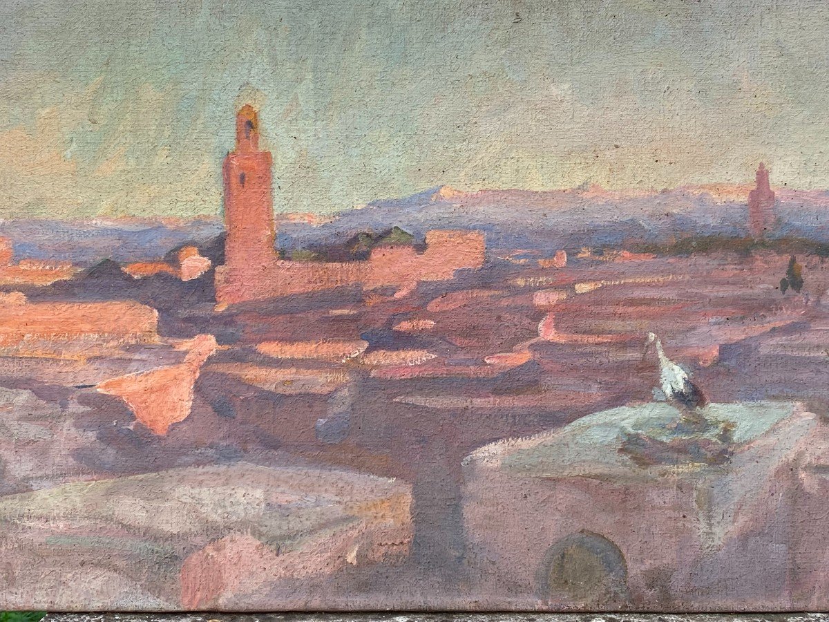 Louis Dumoulin (1860-1924) Panorama Of Marrakech. 1923