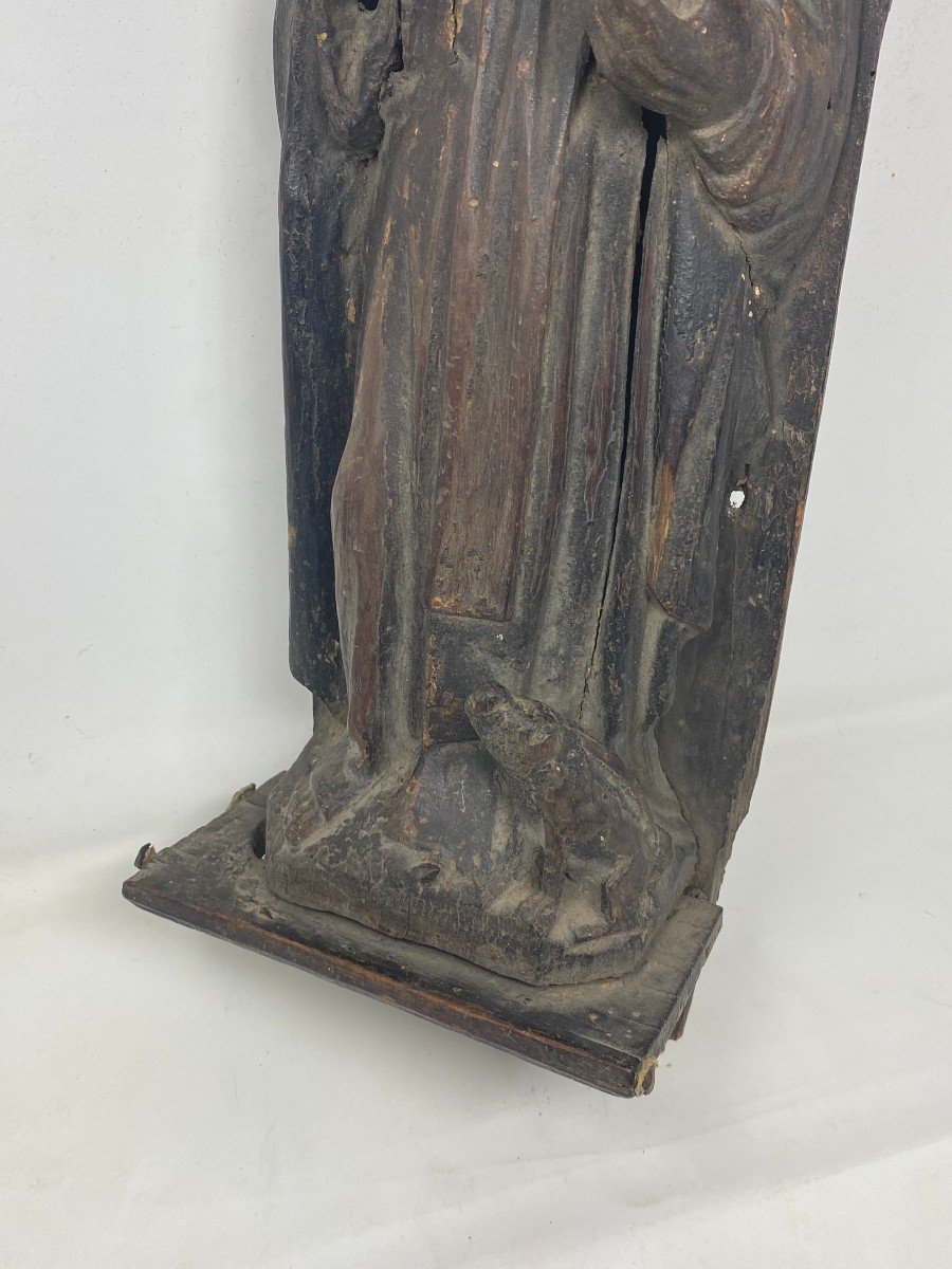 Saint Anthony. Wooden Carving. Spain. XV Th Century-photo-2