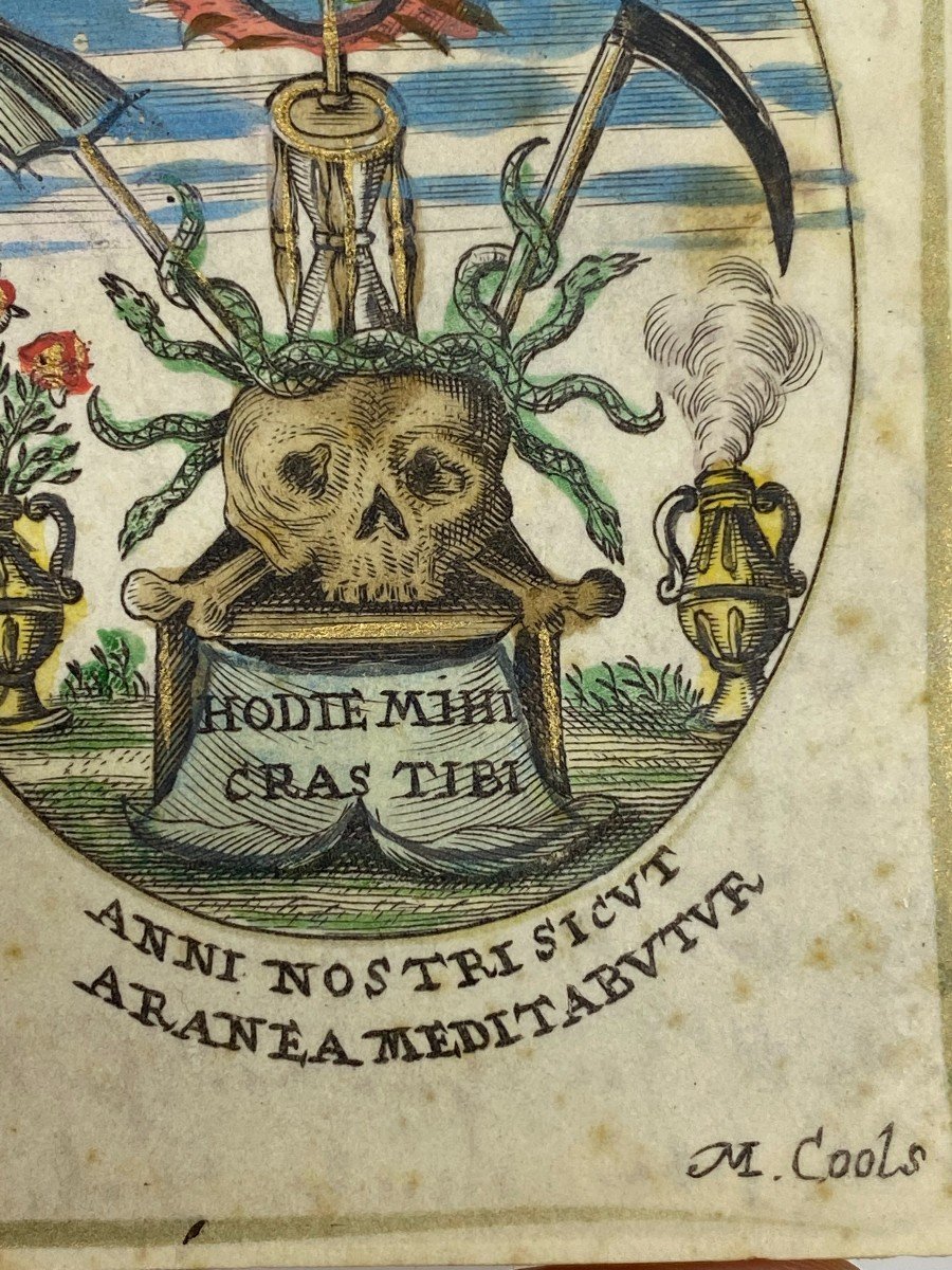 Image De Dévotion Sur Velin  &  Memento Mori &  XVIII ème Siècle -photo-3