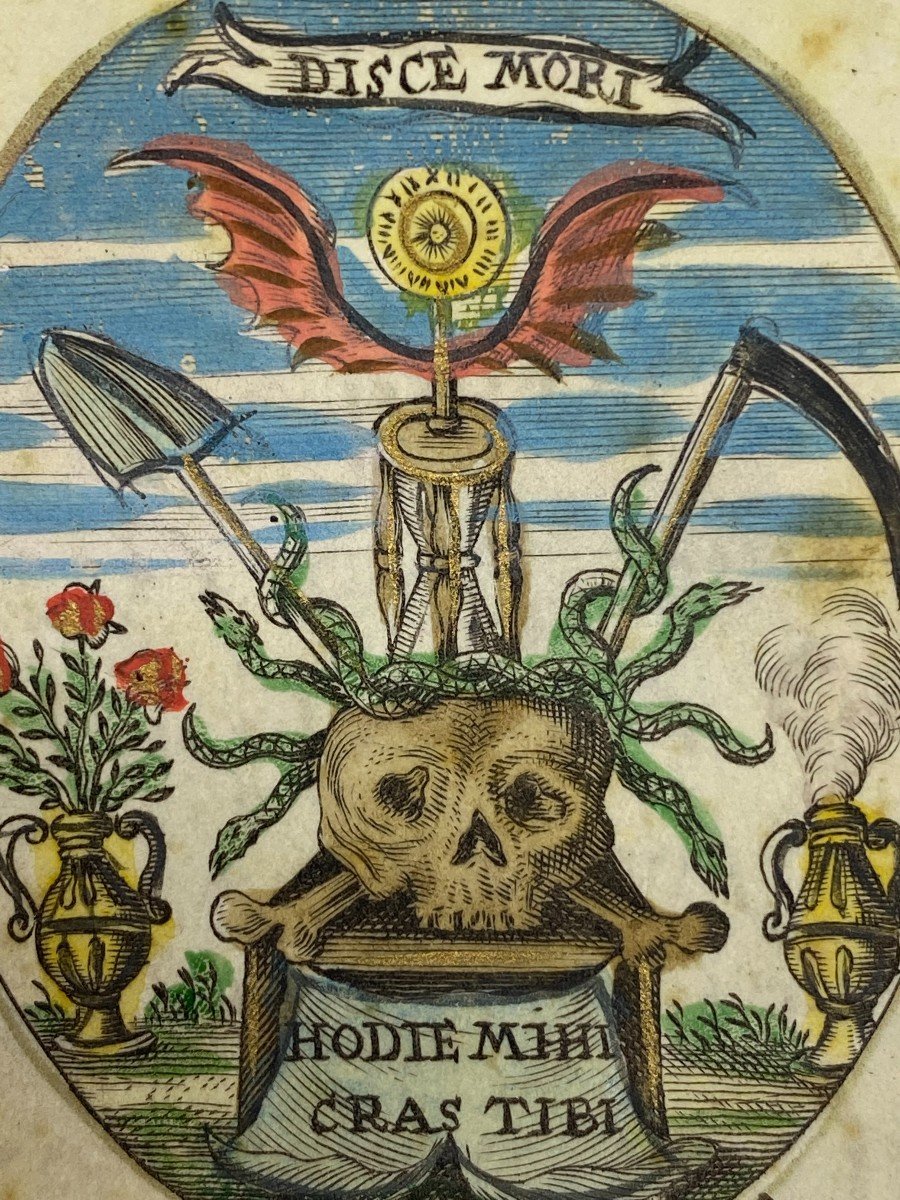 Image De Dévotion Sur Velin  &  Memento Mori &  XVIII ème Siècle 