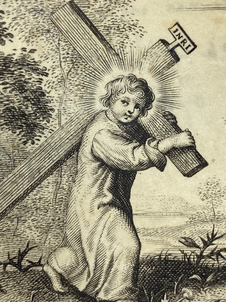 Antwerp Devotional Image On Vellum Engraved By Cornelius Galle Le Jeune (1615-1678)-photo-2