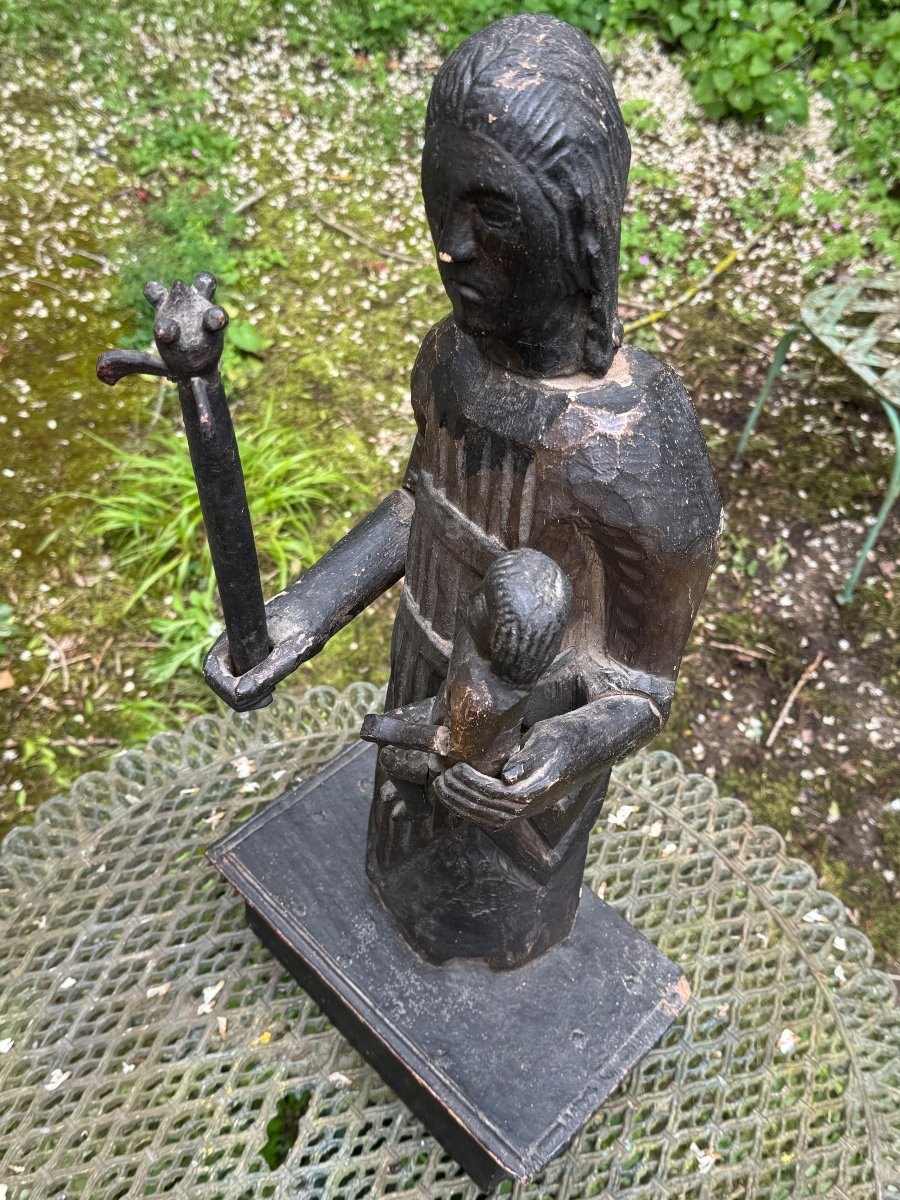 Statue De La Vierge à L’enfant ,  Art populaire , Aveyron , 18 Eme Siècle -photo-4