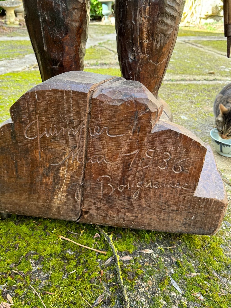 Spectacular Sculpture Of A Breton & Quimper 1936-photo-5