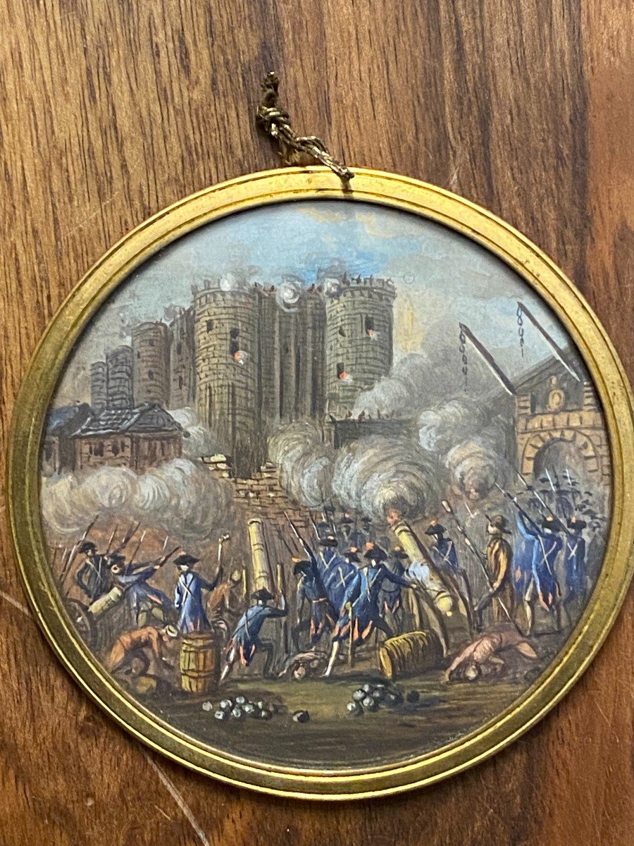 Storming Of The Bastille & Miniature Painting & Early XIXth Century-photo-3