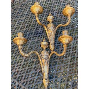 Pair Of Louis XVI Period Sconces In Gilt Bronze