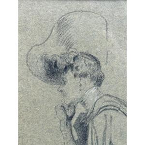 Jules CHÉRET (1836-1932) Etude De Femme Au Chapeau 