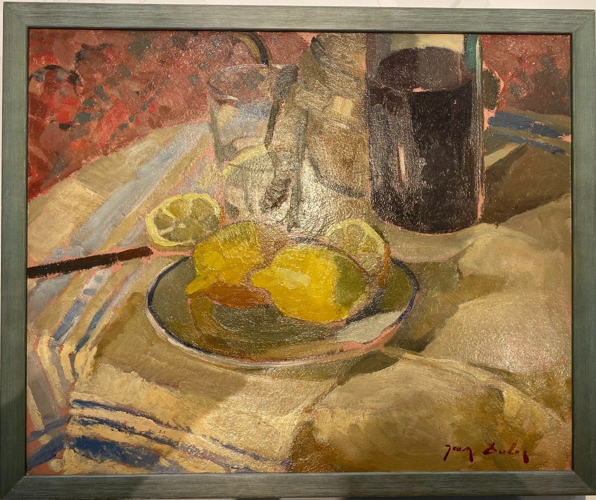 Jean Dulac (1902-1968) "nature morte aux citrons" PEINTURE LYONNAISE-photo-3