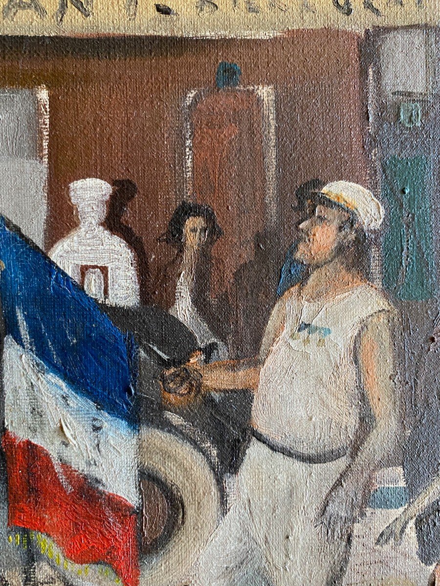 Marcel Charbonnel (1901-1981) "la société de gymnastique" PEINTURE LYONNAISE-photo-4