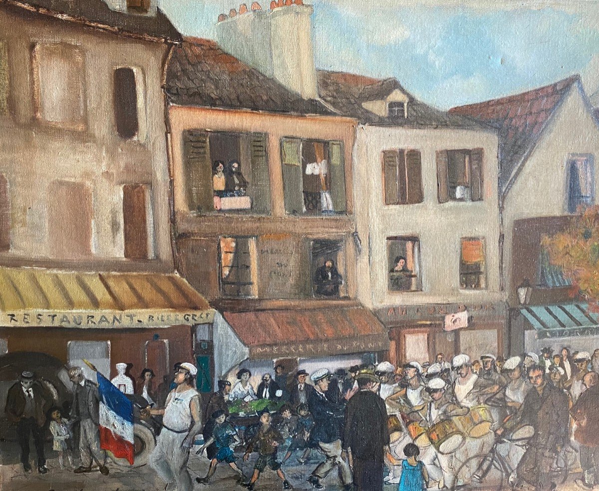 Marcel Charbonnel (1901-1981) "la société de gymnastique" PEINTURE LYONNAISE