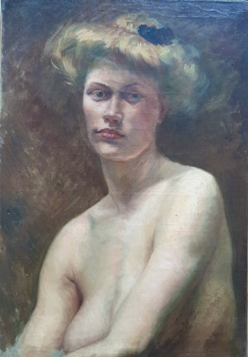 Tableau Portrait De Femme  Nue d'Atelier Gaston Hoffmann 