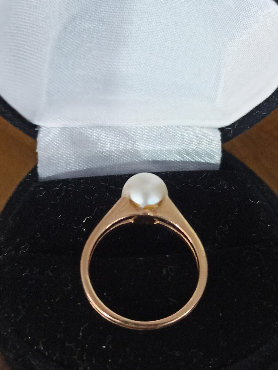 18k Gold And Cultured Pearl Ring Circa 1950-photo-4