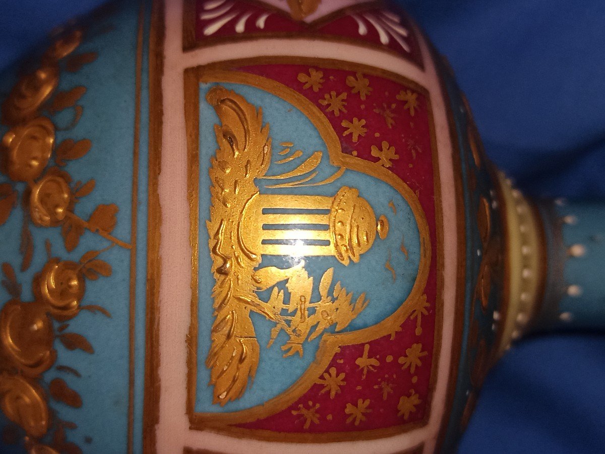 Vase Soliflore En Porcelaine Peinte D Une Scène Néo-classique Circa 1880-photo-4