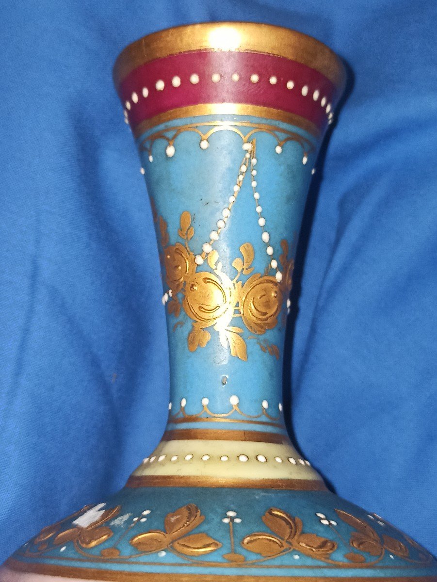 Vase Soliflore En Porcelaine Peinte D Une Scène Néo-classique Circa 1880-photo-1