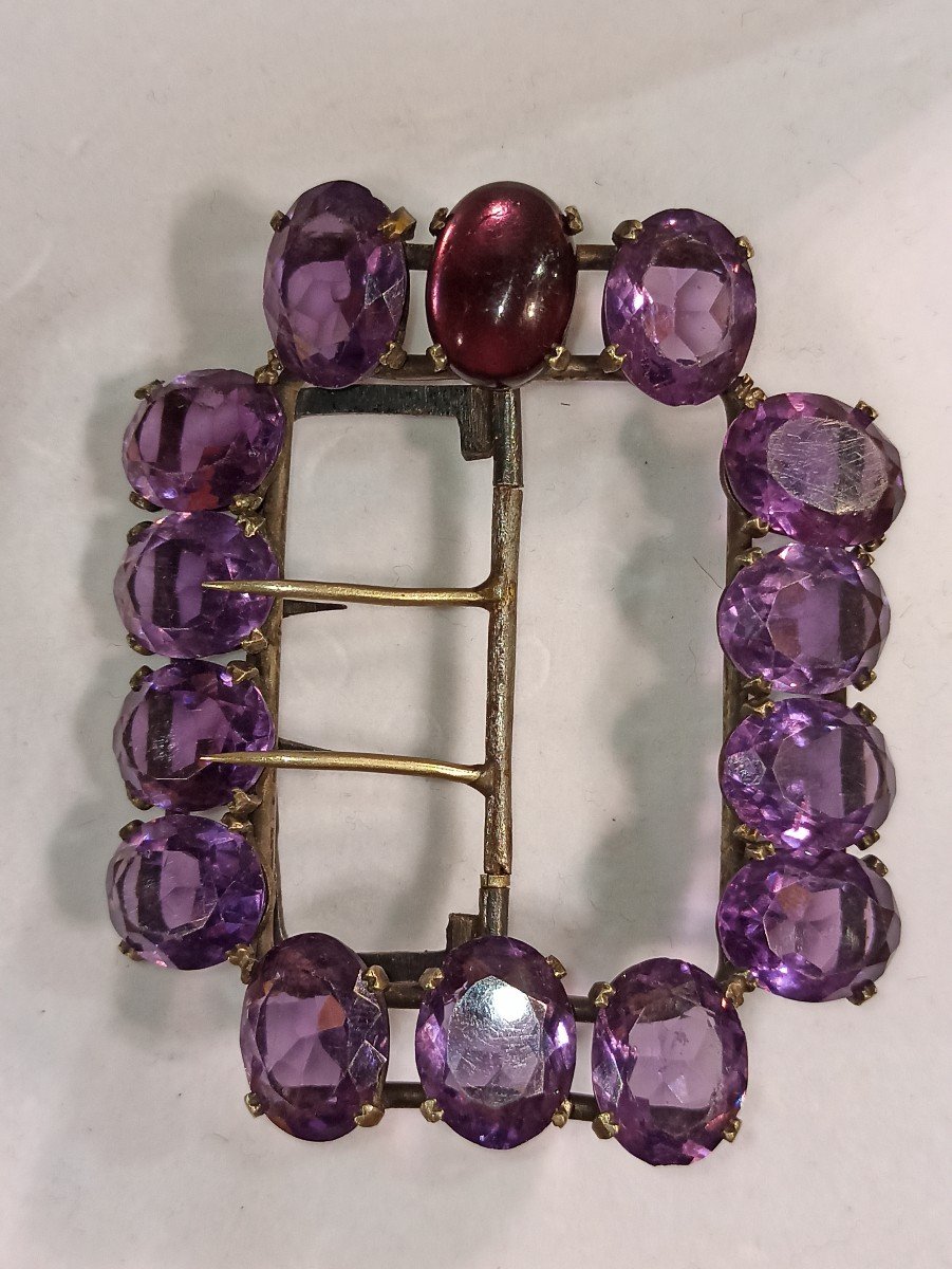 Important Belt Brooch Decorated With Synthetic Amethyst Circa 1850-photo-2