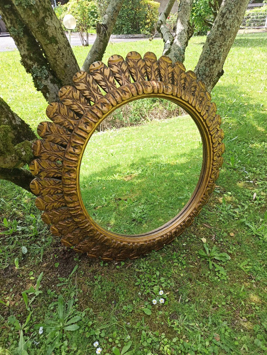 Sun Mirror In Carved And Gilded Wood Circa 1950-photo-4