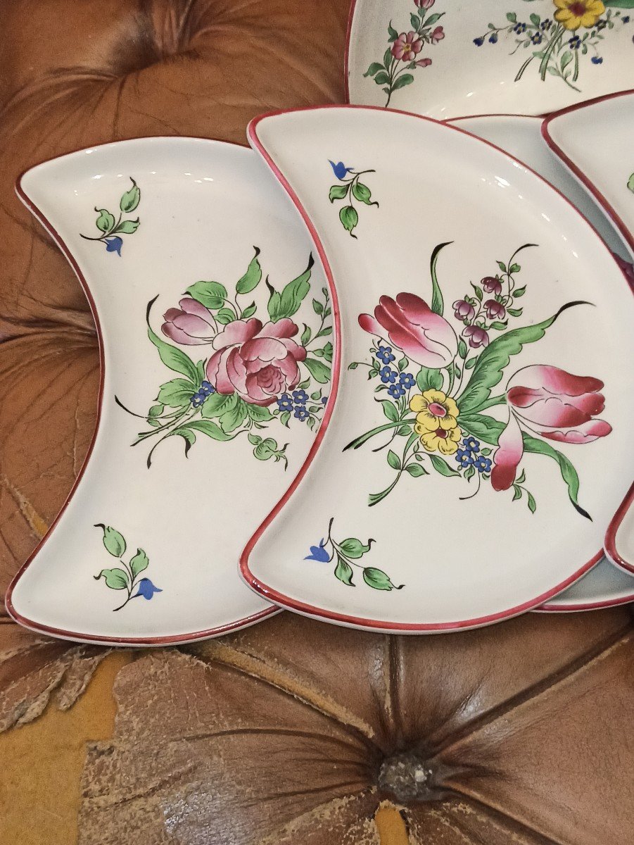 Suite Of 6 Salad Plates In Lunéville Earthenware Model Called Réverbère Late 19th And 20th Century -photo-2