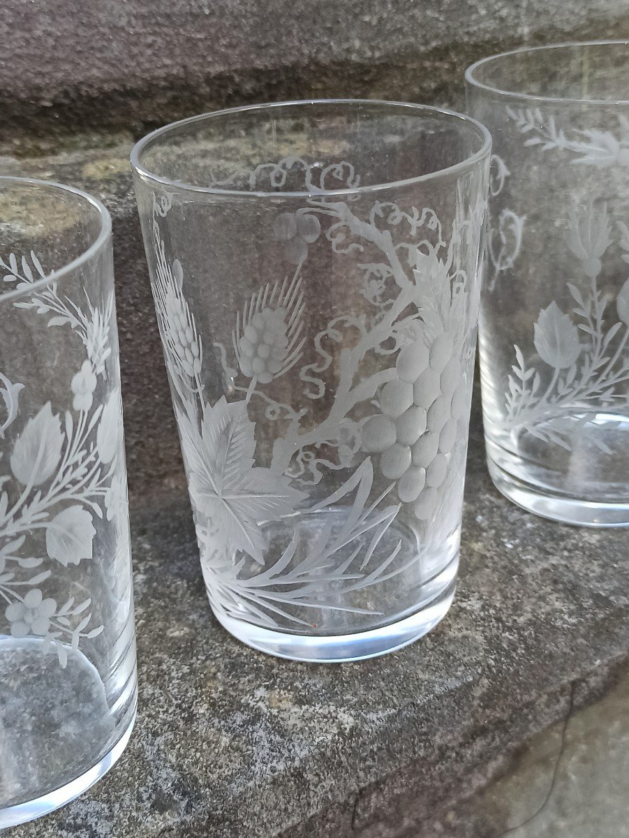 Suite Of 8 Goblet-type Glasses In Engraved Crystal Circa 1860-photo-2