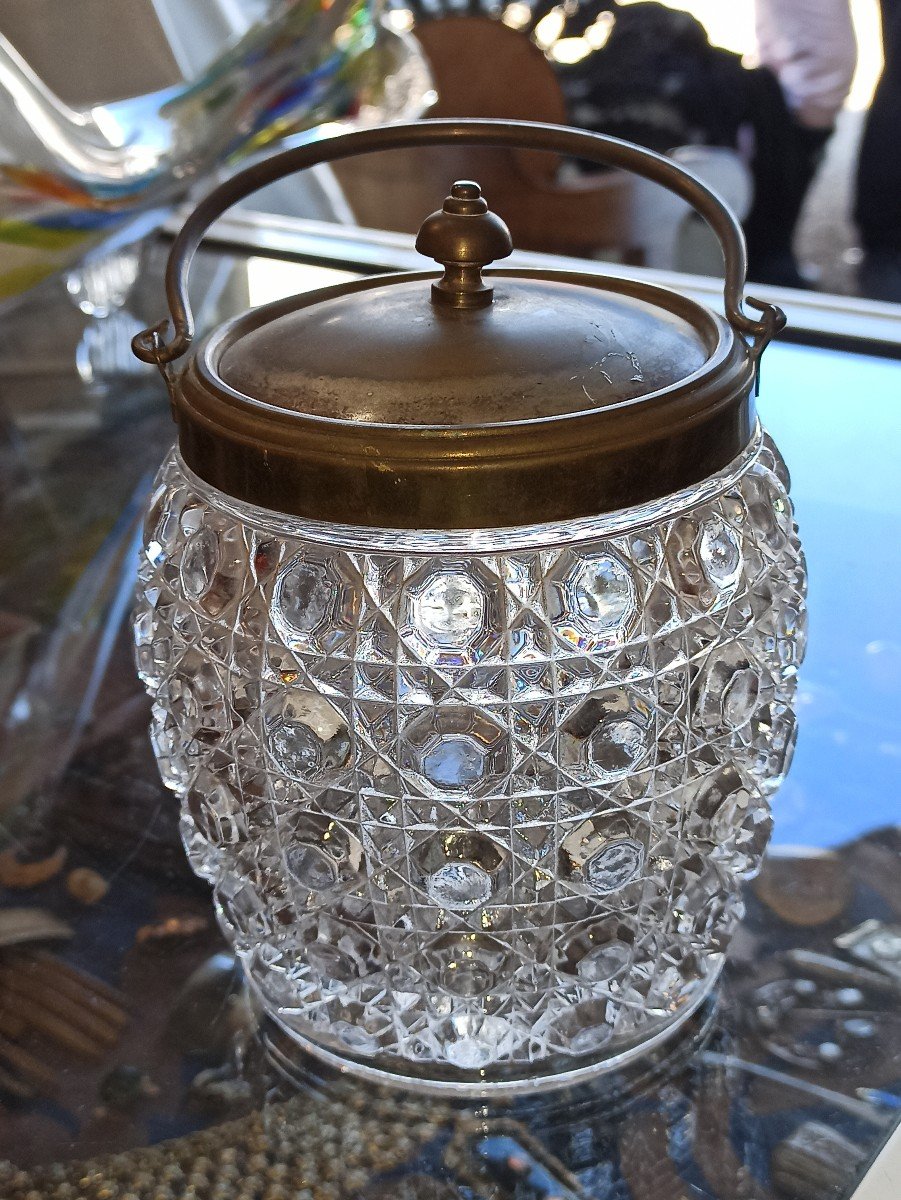 Baccarat Crystal Biscuit Jar Fine Diamond XIXe -photo-4