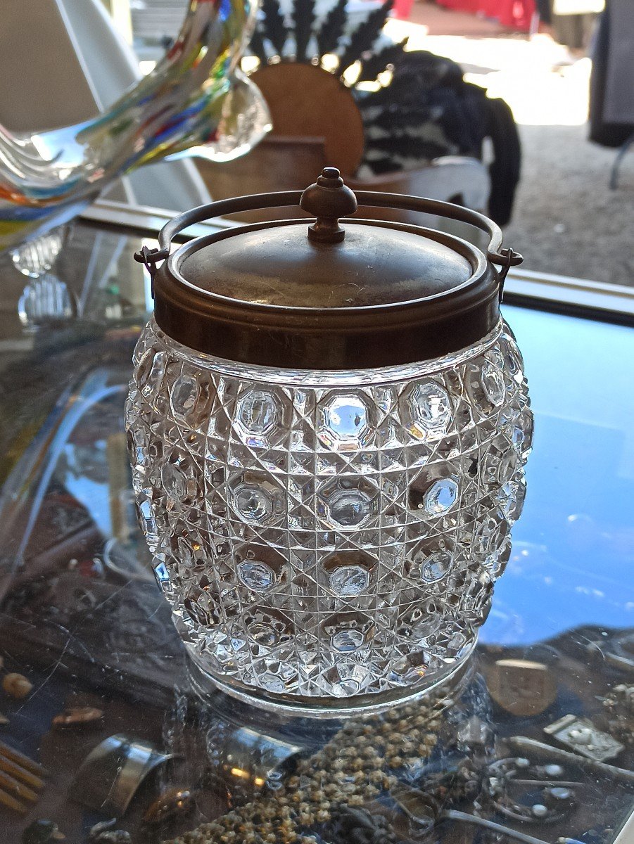 Baccarat Crystal Biscuit Jar Fine Diamond XIXe 