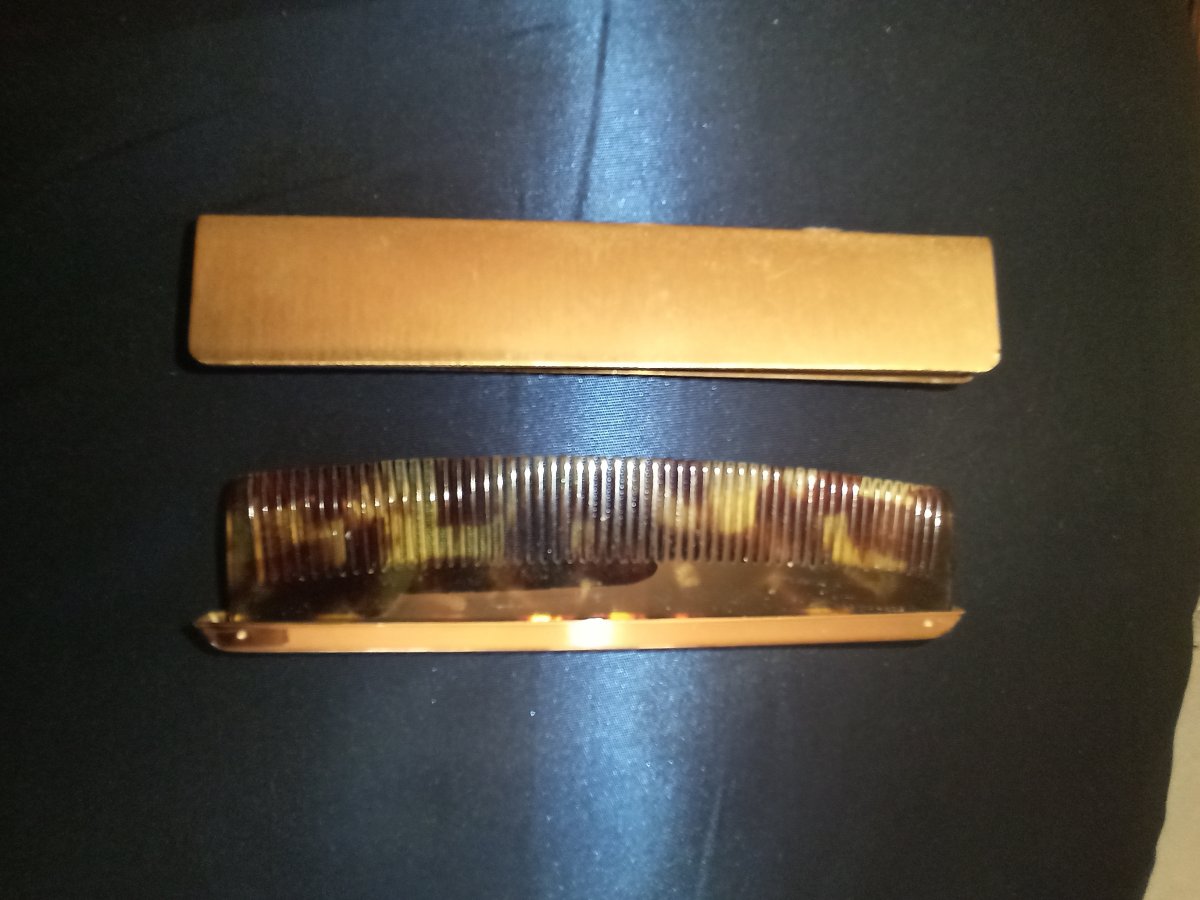 Bag Comb In A Limoges Email Case Around 1950-photo-3