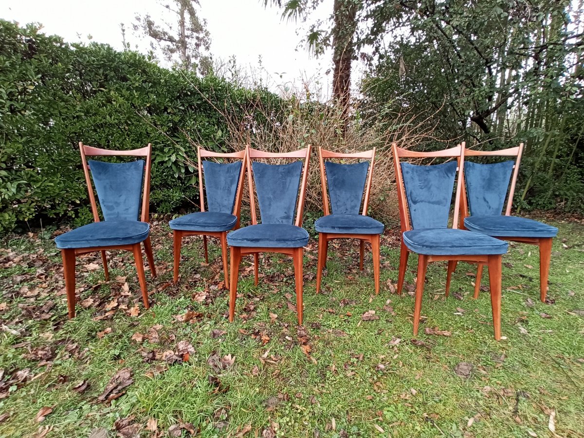 Suite De 6 Chaises De Style Scandinave Vers 1950