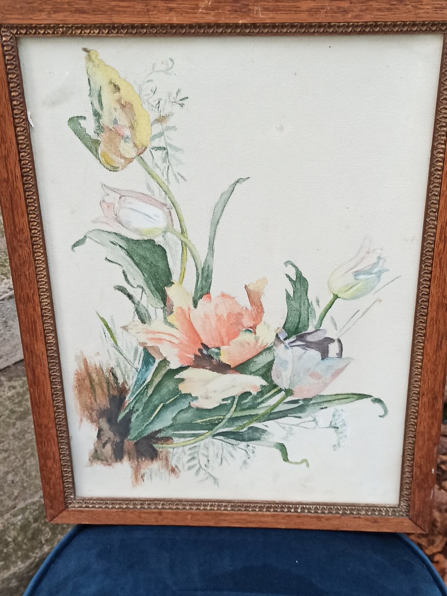 Watercolor Of Flowers Art Nouveau Period-photo-1