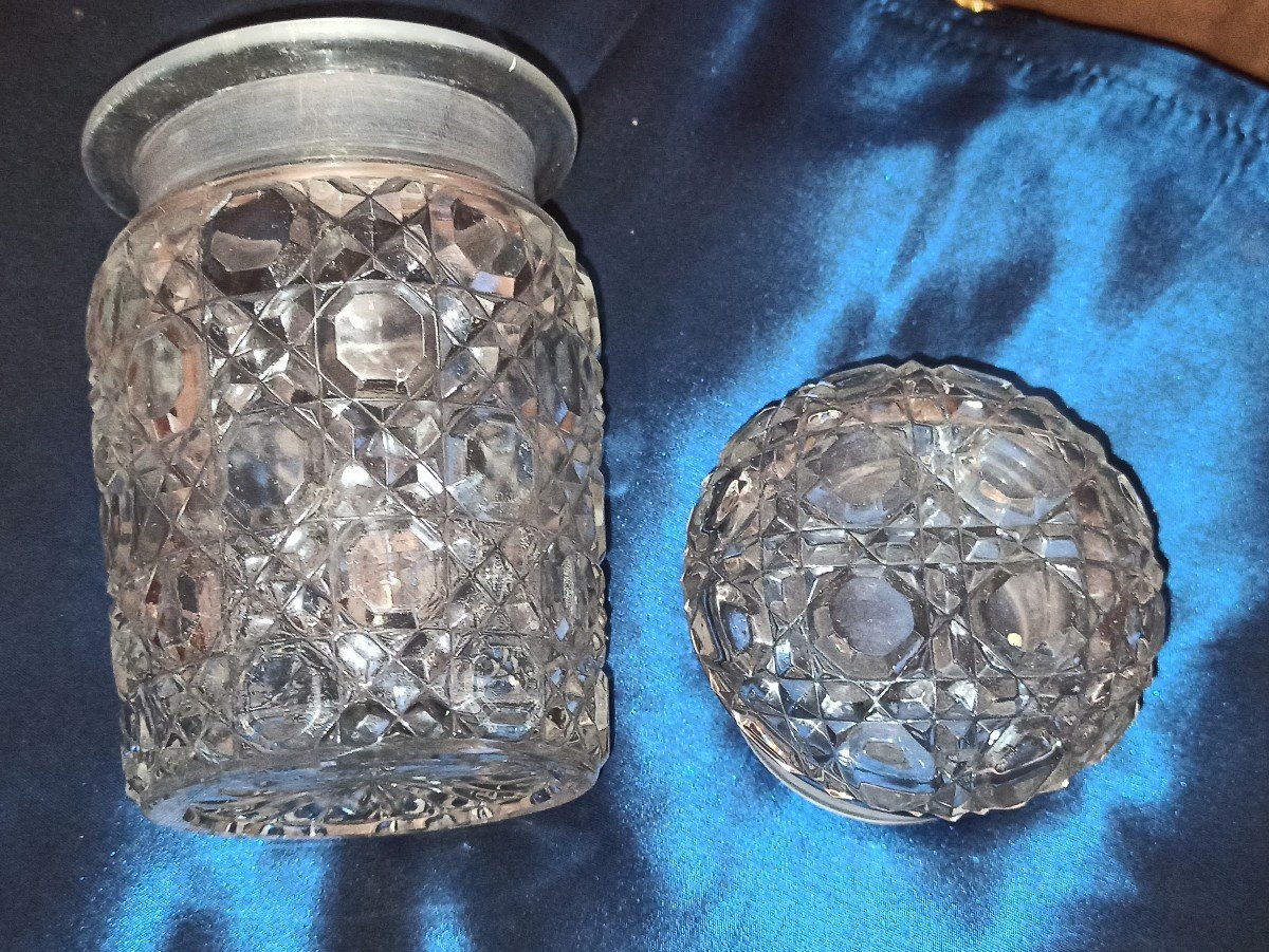 Baccarat Diamond Cut Crystal Covered Toilet Trim Jar-photo-4