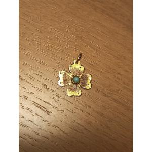 Vermeil And Turquoise Four-leaf Clover Pendant