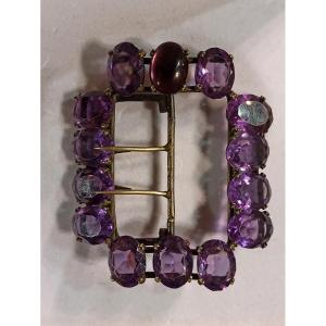 Important Belt Brooch Decorated With Synthetic Amethyst Circa 1850