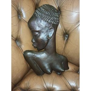 Profil De Femme Africaine  en Bronze Attribué à Franz Hagenauer, Circa 1940 