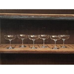 Suite De 6 Coupes à Champagne En Cristal De Baccarat Modèle Comtesse De Paris Fin XIXe