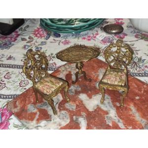 19th Century Patina Brass Display Cabinet Set