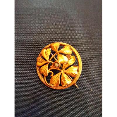 Art Nouveau Brooch In Gold Plated Circa 1900