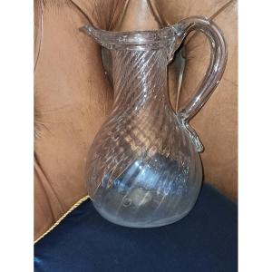 Normandy Pitcher In Blown Glass And Twisted, Late Eighteenth
