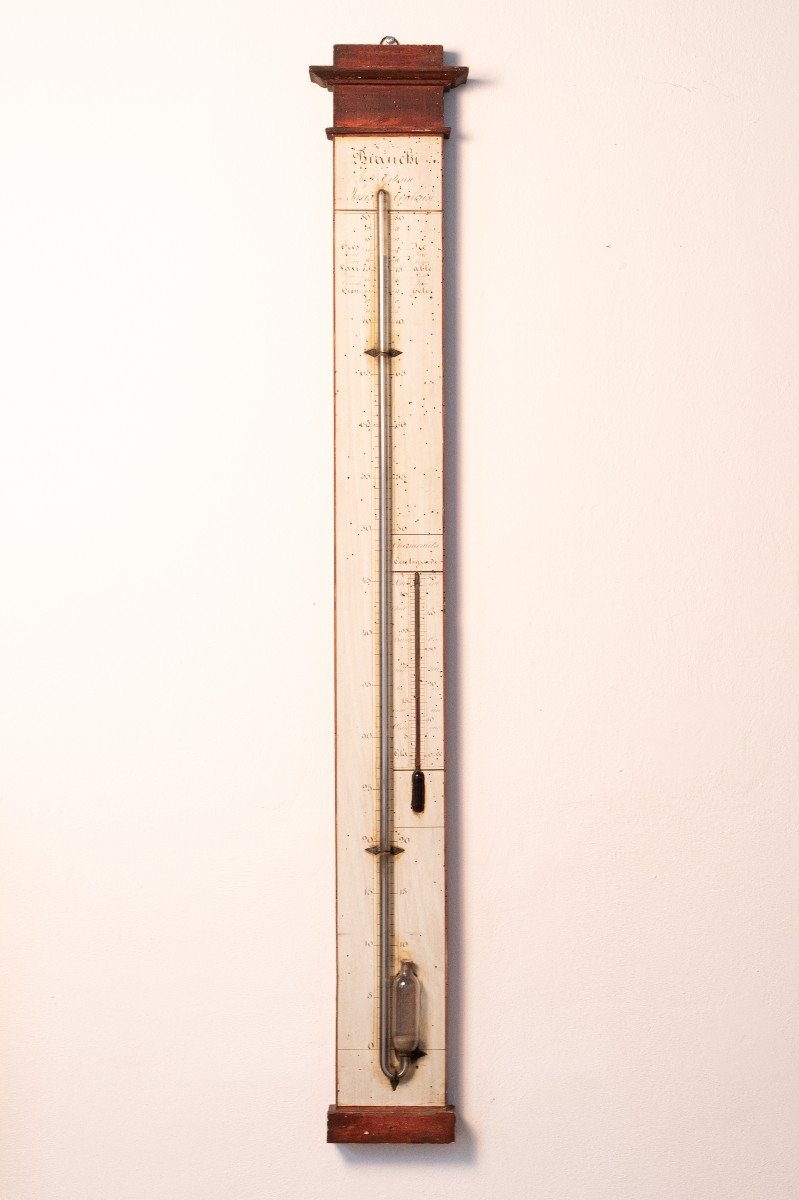 Proantic: Thermomètre/baromètre à Mercure Peint à La Main Du XIXe